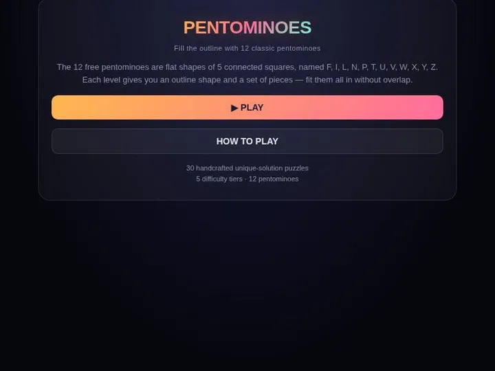 Pentominoes screenshot