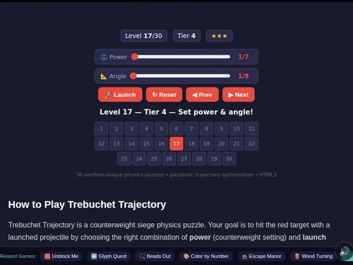 Trebuchet Trajectory — Counterweight Siege Puzzle screenshot